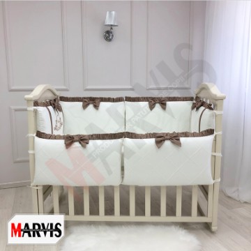 Set Lenjerie Pătuț Bebeluși/Copii 6 Piese Baby King Cafea